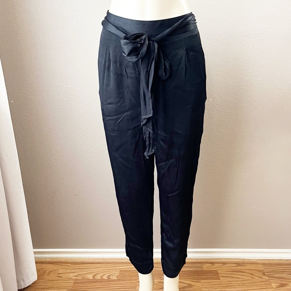 Anthropologie Black Ankle Cropped Pants with Drawstring Waist